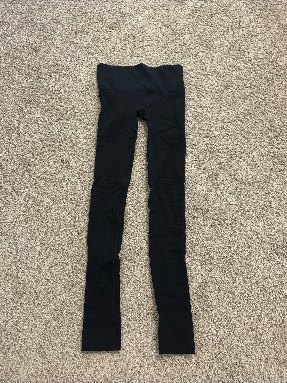 Black High-Waist Ribbed Leggings Maternity